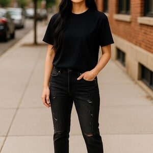 Elegant Black Straight Leg Women's Jeans